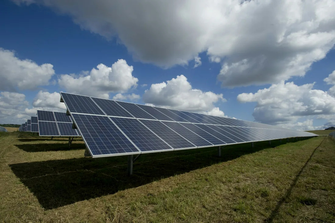 Solar panels generating clean energy under an open sky